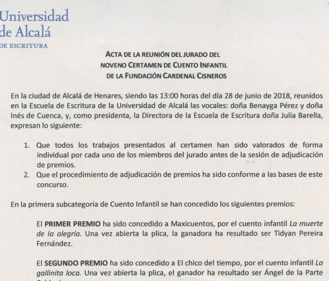 Premiados IX Certamen Cuento Infantil